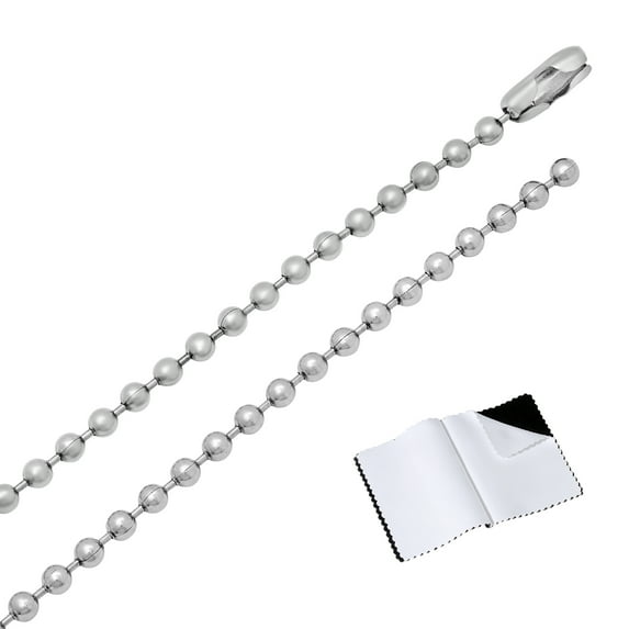 3mm High-Polished Stainless Steel Ball Military Choker Chain Necklace, 18 inches
