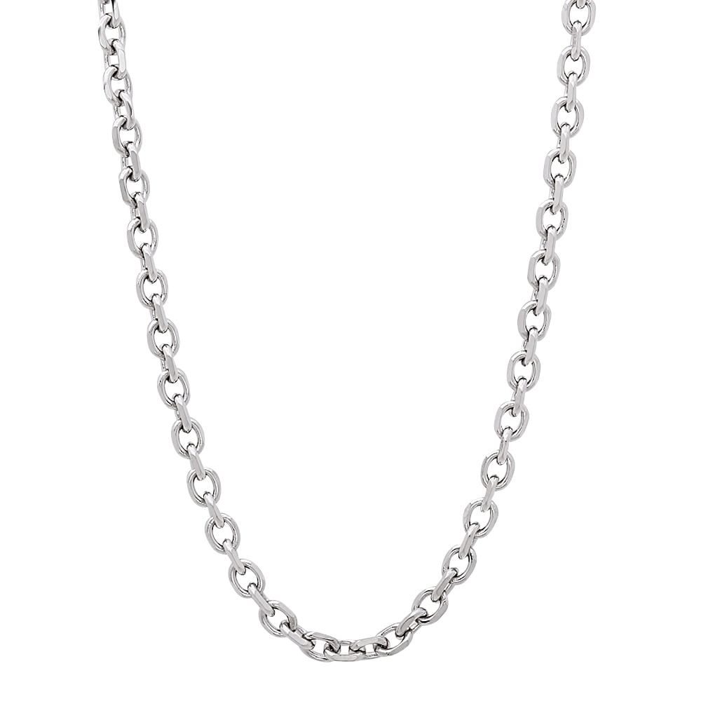 925 Sterling Silver Cross Necklace - 18K White Gold Plated, 4mm Stainless Steel Rolo Chain, 16-26" Unisex Pendant Necklace