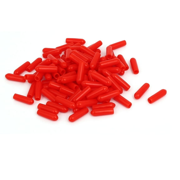 3mm Inner Dia Rubber Hose End Cap Screw Thread Protector Cover Red 100pcs