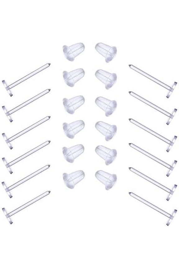 3mm Invisible Plastic Earrings Blank Pins Stud Tiny Head Findings DIY Supplies (200 pieces/100 Pairs)