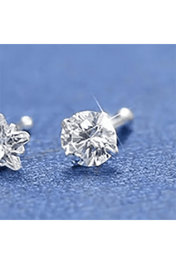 1pc 3mm L Shape Diamond Nose Stud Mixed Color Cubic Zirconia Hypoallergenic Surgical Steel Nose Ring