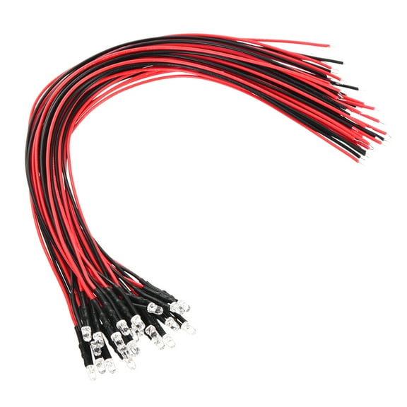 3mm LED Diode Light, 24 Pcs 3-6V DC Pre Wired Mini LED Lights Bulb Light-emitting Lamp, Red Light