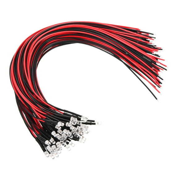 3mm LED Diode Light, 50 Pcs 3-6V DC Pre Wired Mini LED Lights Bulb Light-emitting Lamp, Red Light