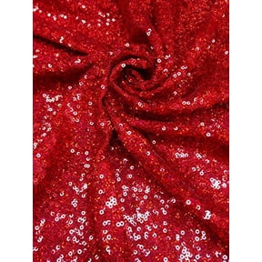 3mm Micro Mini Holographic or Plain Shiny Overlapping Sequins on Nylon Mesh Fabric by The Yard (Holo Red)