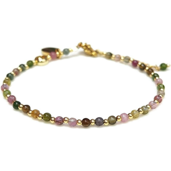 3mm Mini Beads Natural Gemstone Adjustable Bracelet For Women, Energy Gem Charm Jewelry, Birthday Gift 7.1"