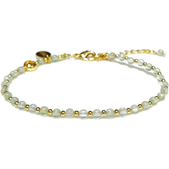 3mm Mini Beads Natural Gemstone Adjustable Bracelet For Women, Energy Gem Charm Jewelry, Birthday Gift 7.1"