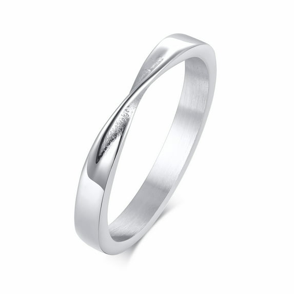 3mm Mobius Ring for Women, Twisted Knot Stainless Steel Wedding Bands, Chic Minimalist Girls Fashion Jewelry