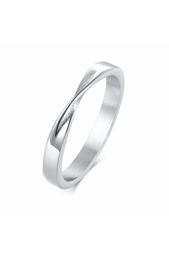 3mm Mobius Ring for Women, Twisted Knot Stainless Steel Wedding Bands, Chic Minimalist Girls Fashion Jewelry