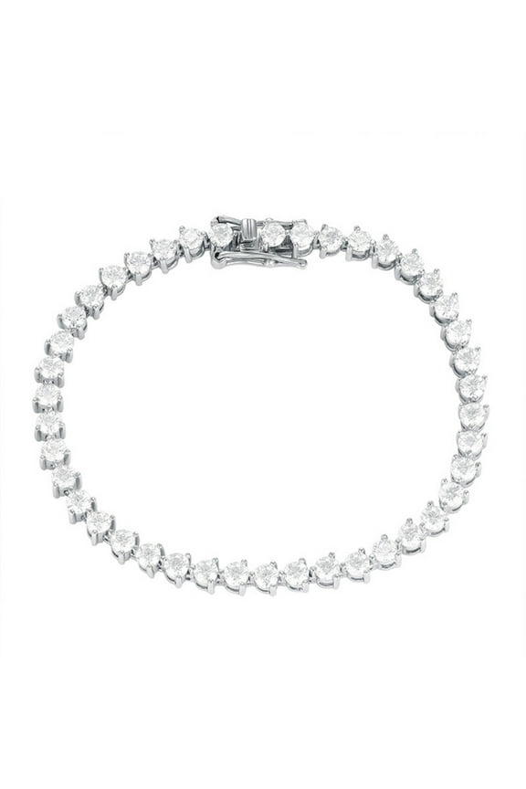 3mm Moissanite Tennis Bracelets Round Cut D Color VVS1 Clarity 3-Prong Diamond Bracelets for Women S925 Sterling Silver Bracelets(5.5-9 inchs)