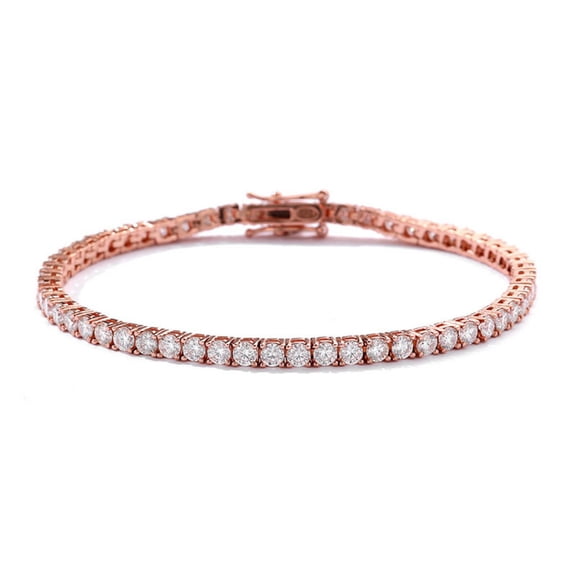 3mm Moissanite Tennis Bracelets Round Cut D Color VVS1 Clarity White/Gold/Rose Gold Diamond Bracelets for Women S925 Sterling Silver Bracelets(5.5-9 inchs)
