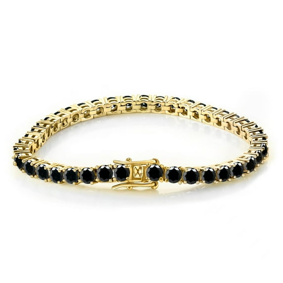 3mm Moissanite Tennis Bracelets Women Gold Bracelets Round Cut D Color VVS1 Clarity Black Diamond Tennis Bracelets S925 Sterling Silver Bracelets for Women(6-9 inchs)