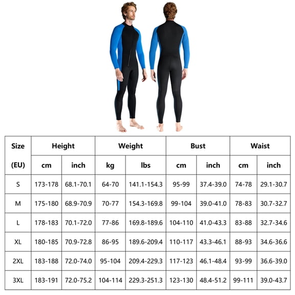 3mm Neoprene Wetsuit Men 3mm Neoprene Wetsuits Adult One Piece Full Body Long Sleeves Diving Suit