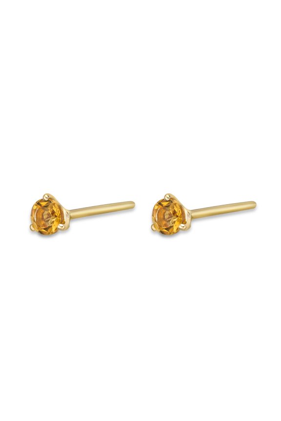 3mm Orange Citrine Round Stud Earrings for Women in 14k Yellow Gold with 3-Prong Martini November Birthstone Jewelry by Lavari Jewelers