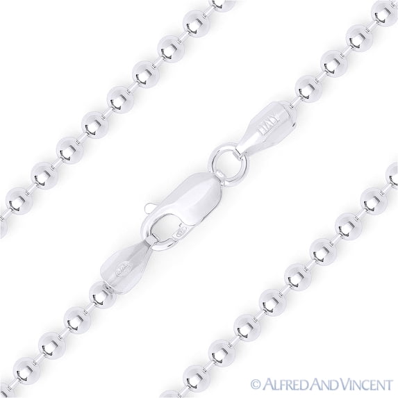 3mm Polished Ball Bead Link Italian Chain Necklace in .925 Italy Sterling Silver