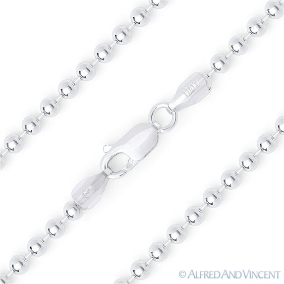 3mm Polished Ball Bead Link Italian Chain Necklace in .925 Sterling Silver