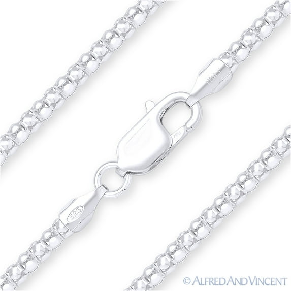 3mm Popcorn Link Coreana Italian Chain Necklace in .925 Sterling Silver