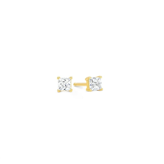 Kezef 3mm Square CZ Stud Earrings, 18K Gold-Plated 925 Sterling Silver, Cubic Zirconia Earring Studs, Hypoallergenic for Women