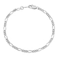 thumbnail image 1 of 3mm Rhodium Plated Flat Figaro Chain Bracelet, 8 inches, 1 of 7