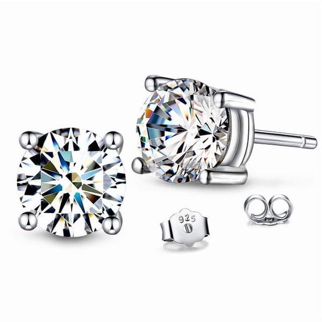 Solitaire Lab Diamond 3mm Round Cut Solitaire Lab Grown Diamond Stud Earrings 14K White Gold ...