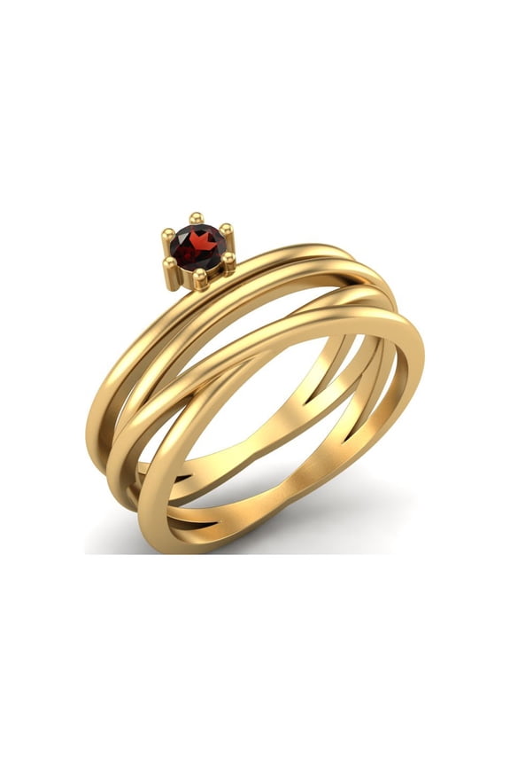 3mm Round Garnet 925 Sterling Silver Gold Vermeil Twisted Valentines Day Gifts Ring