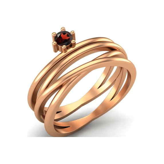 3mm Round Garnet 925 Sterling Silver Rose Vermeil Twisted Valentines Day Gifts Ring