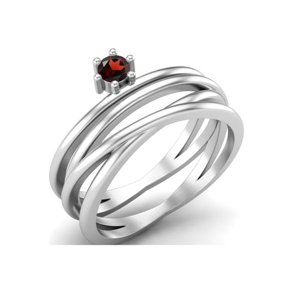 3mm Round Garnet 925 Sterling Silver Twisted Valentines Day Gifts Ring