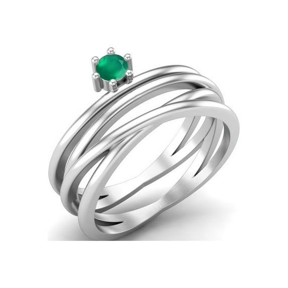 3mm Round Green Onyx 925 Sterling Silver Twisted Mother's Day Gift Ring