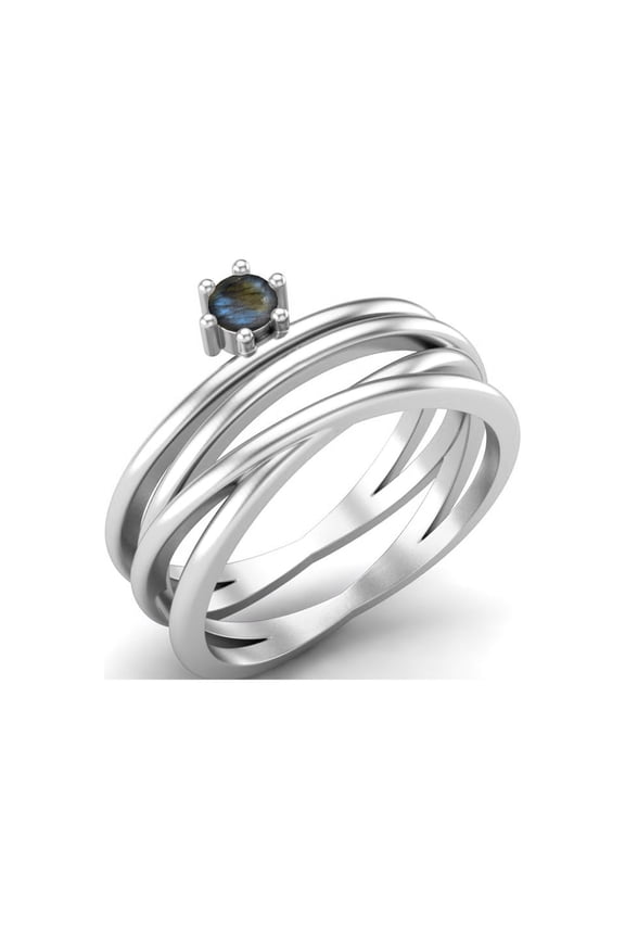3mm Round Labradorite 925 Sterling Silver Twisted Valentines Day Gifts Ring