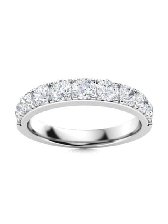 3mm Round Moissanite Diamond 925 Sterling Silver Channel Set Women Eternity Wedding Ring