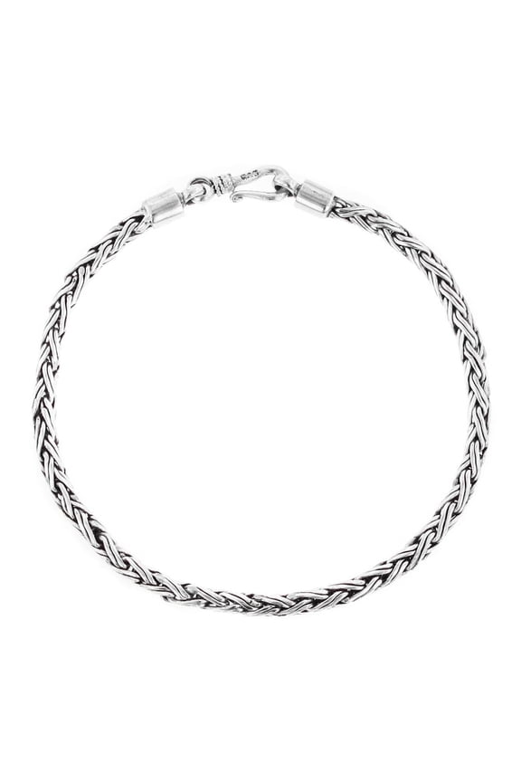 3mm Round Wheat Handmade Bali Oxidized 925 Sterling Silver Chain Anklet Bracelet