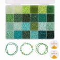 thumbnail image 1 of 3mm Seed Beads for Jewelry Making, 5200pcs Small Glass Seed Beads Kit with Elastic String for Bracelet Making, Tiny Craft Beads for DIY Art Craft (Green), 1 of 7
