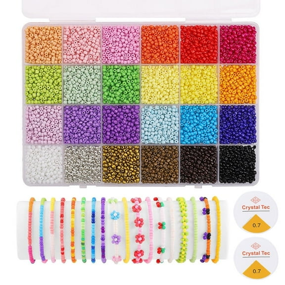 3mm Seed Beads for Jewelry Making, 5200pcs Small Glass Seed Beads Kit with Elastic String for Bracelet Making, Tiny Craft Beads for DIY Art Craft (Mixed Color)