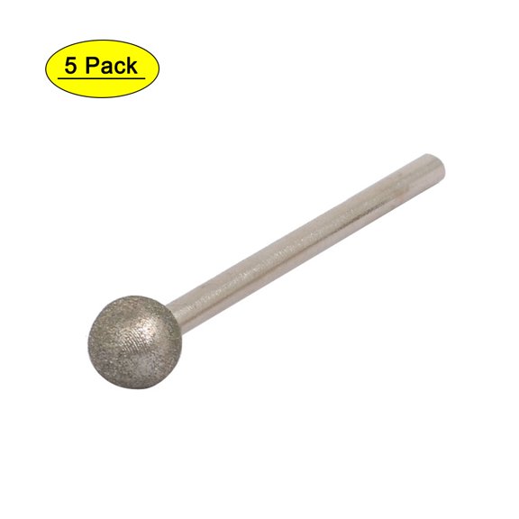 3mm Shank 8mm Dia Diamond Head Ball Shaped Grinding Mounted Point Bits 5pcs