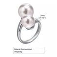 thumbnail image 1 of 3mm Silver Band Stainless Steel Womens Personality White Pearl Ring Size 6 7 8 9, 1 of 6