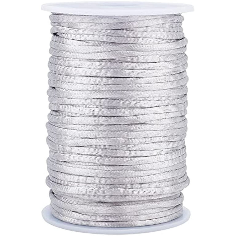 3mm Silver Silky String Christmas Cord Rattail Silk Cord Chinese Knot  Thread Thick Trim Cords Knitting Cord String for Christmas Jewelry Bracelet  Making Jewelry Making 54 Yards 