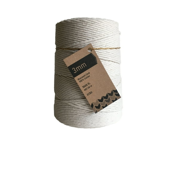 3mm Single Strand Cotton Macrame Cord - Natural