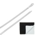 thumbnail image 1 of 3mm Solid .925 Sterling Silver Flat Bismark Choker Chain Necklace, 16 inches, 1 of 7