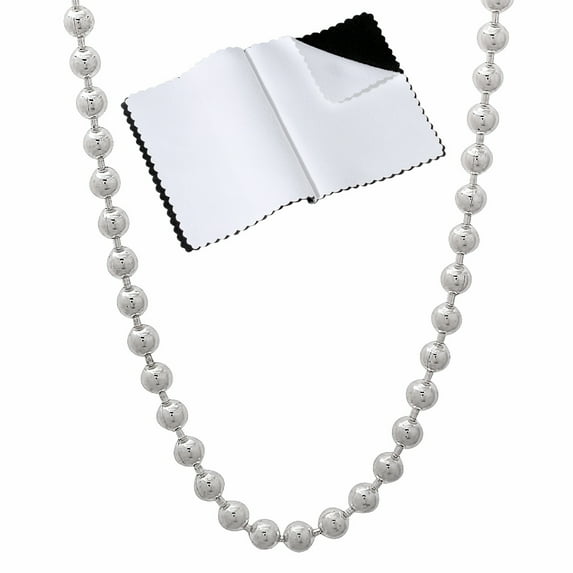 3mm Solid .925 Sterling Silver Military Ball Chain Necklace, 24 inches