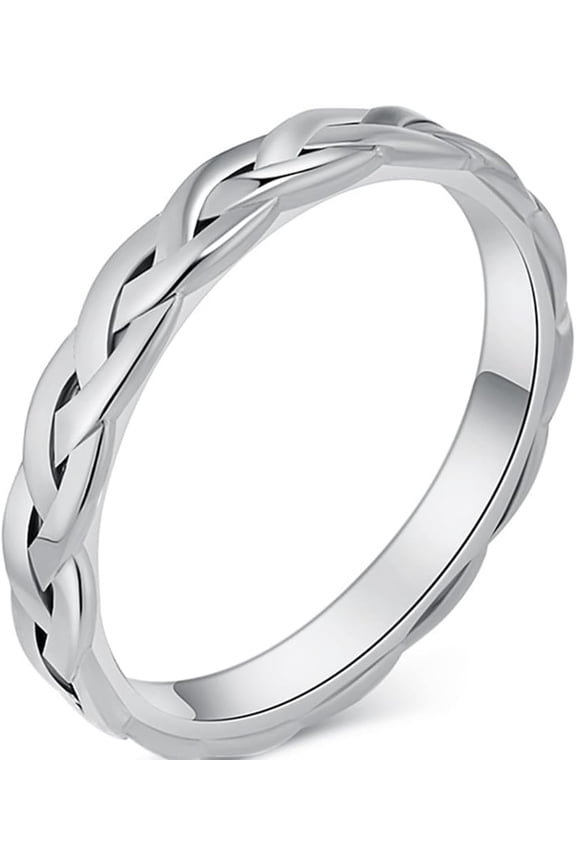 3mm Stainless Steel Braided Woven Rope Style Classic Plain Wedding Band Ring