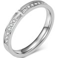 thumbnail image 1 of 3mm Stainless Steel Christian Cross Eternity Style Stacking Wedding Band Ring, 1 of 5
