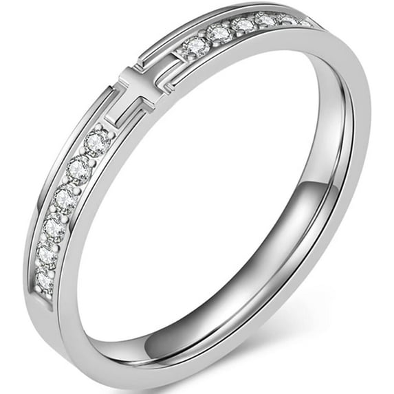 3mm Stainless Steel Christian Cross Eternity Style Stacking Wedding Band Ring
