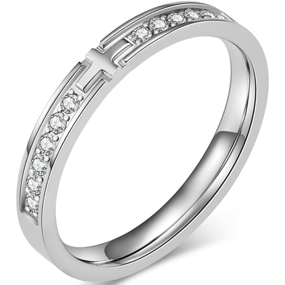3mm Stainless Steel Christian Cross Eternity Style Stacking Wedding Band Ring