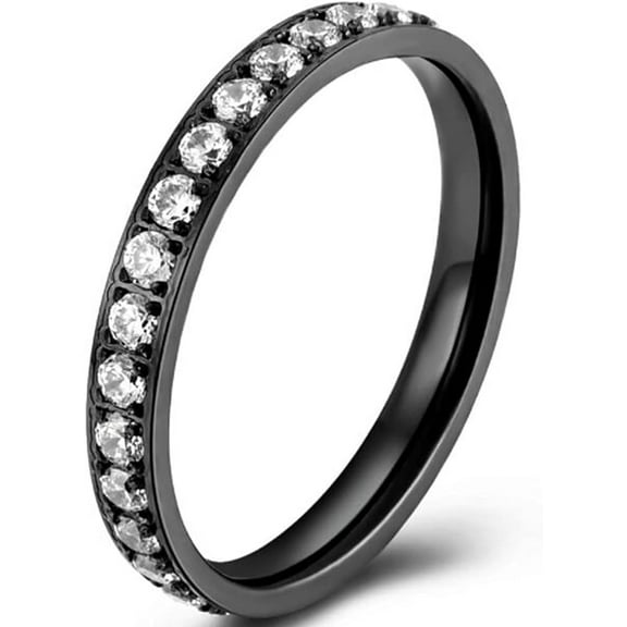 3mm Stainless Steel Cubic Zircon Filled Stackable Eternity Wedding Band Ring