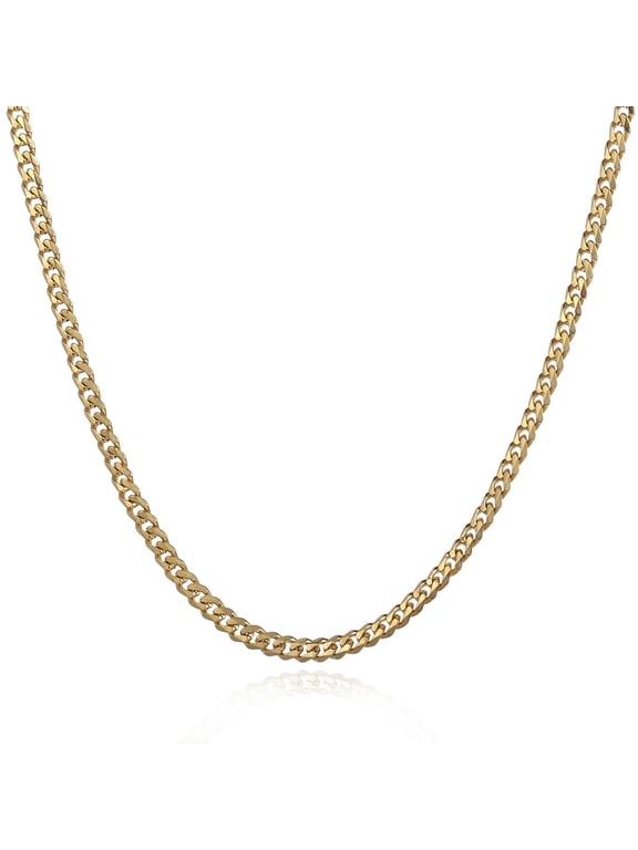 3mm Stainless Steel Curb Cuban Link Chain Necklace Gold 18in to 24in