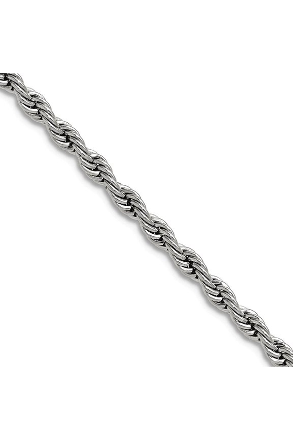 3mm Stainless Steel Polished Rope Chain Necklace 18 Inch Chain Necklace for Women and Men