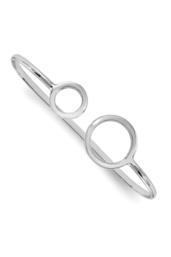 3mm Sterling Silver Rhodium-plated Polished Circles Palm Bangle Bracelet - 11.8 Grams