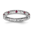 thumbnail image 1 of 3mm Sterling Silver Stackable Created Ruby Ring - .21 cwt - Size 5, 1 of 2