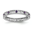 thumbnail image 1 of 3mm Sterling Silver Stackable Amethyst Ring - .19 cwt - Size 9, 1 of 2