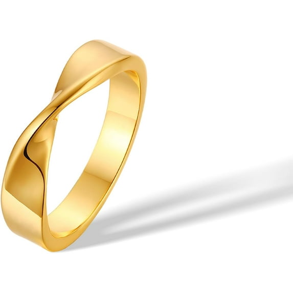 3mm Twisted Infinity Ring Women Men 18K Gold Plated Titanium Mobius Band Eternal Love Promise Wedding Stackable Minimalist