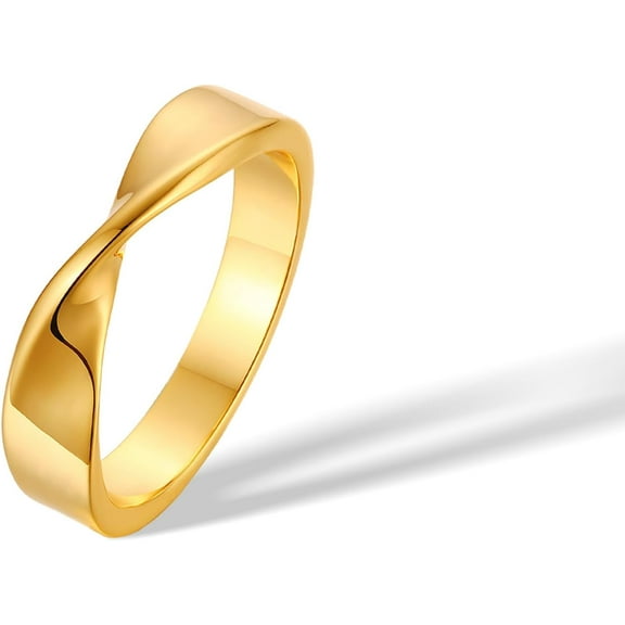3mm Twisted Infinity Ring Women Men 18K Gold Plated Titanium Mobius Band Eternal Love Promise Wedding Stackable Minimalist